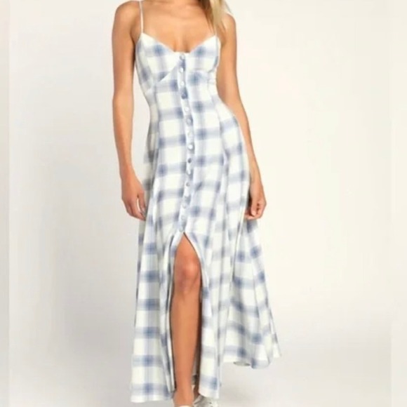 Lulus Dresses & Skirts - Lulus Keep on Charming Plaid Button-Front Midi Dress Size Small